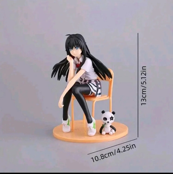 Cute kawaii anime girl black hair figure manga bear decor accessories women - Picture 2 of 3